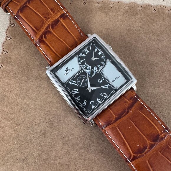 Square ADEE KAYE AK410-M Multi Dual Time Men's Quartz Wristwatch Like New WT - Picture 5 of 9